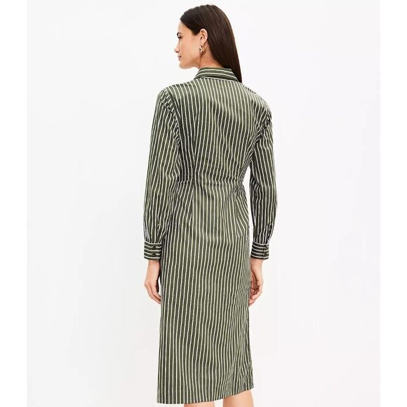Ann Taylor LOFT Striped Wrap Shirtdress Dress 6 - Picture 4 of 4